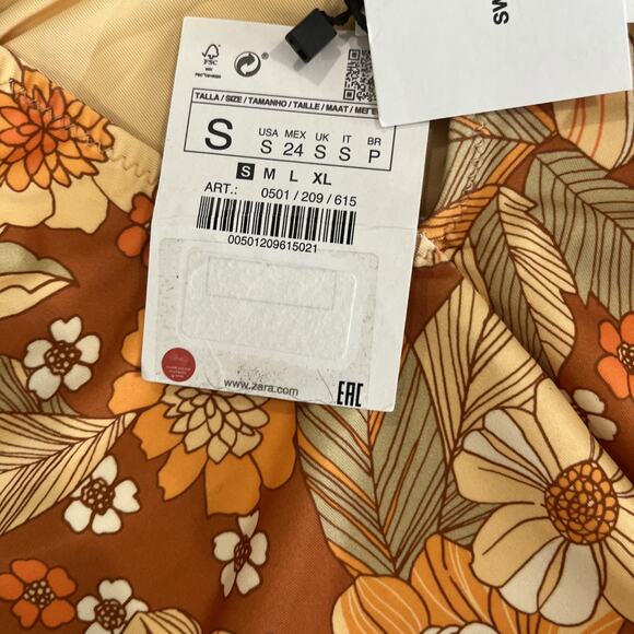 NEW ZARA MULTICOLOR FLORAL PRINTED SWIMSUIT BOHO FALL PRINT FLORAL Size S - Picture 7 of 8